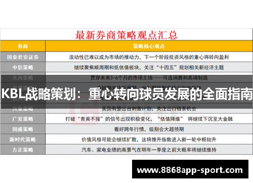 KBL战略策划：重心转向球员发展的全面指南